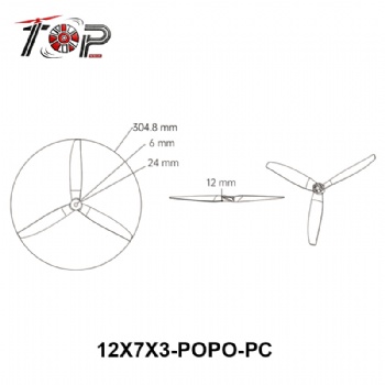 12X7X3-POPO-PC 3-Blade Propeller