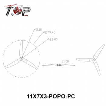 11X7X3-POPO-PC 3-Blade Propeller