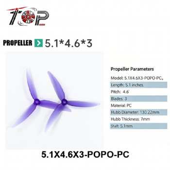 5.1X4.6X3-POPO-PC purple 3-Blade Propeller
