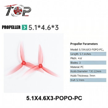 5.1X4.6X3-POPO-PC red 3-Blade Propeller