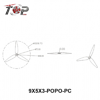 9X5X3-POPO-PC 3-Blade Propeller
